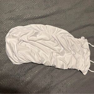 White Ruched Drawstring Dress